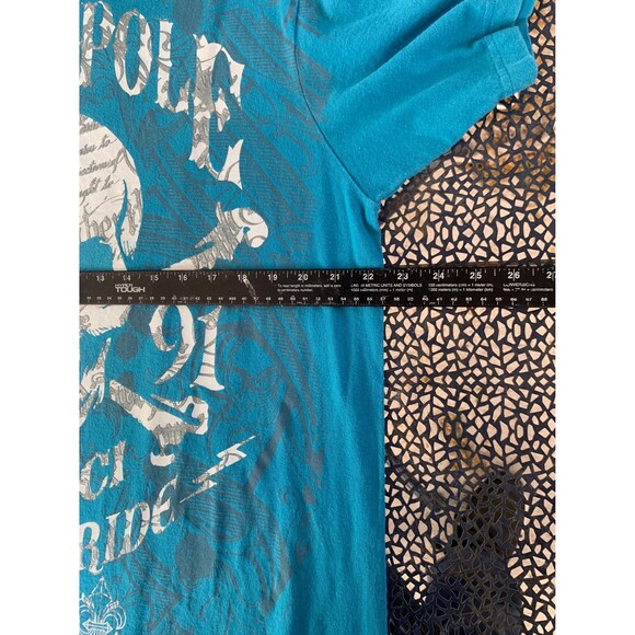 Vintage Y2K Southpole blue and white skull tee XL Live to Ride - Picture 6 of 7